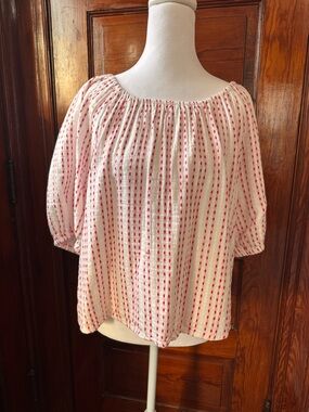 Peasant Top with Red Stripe Detail